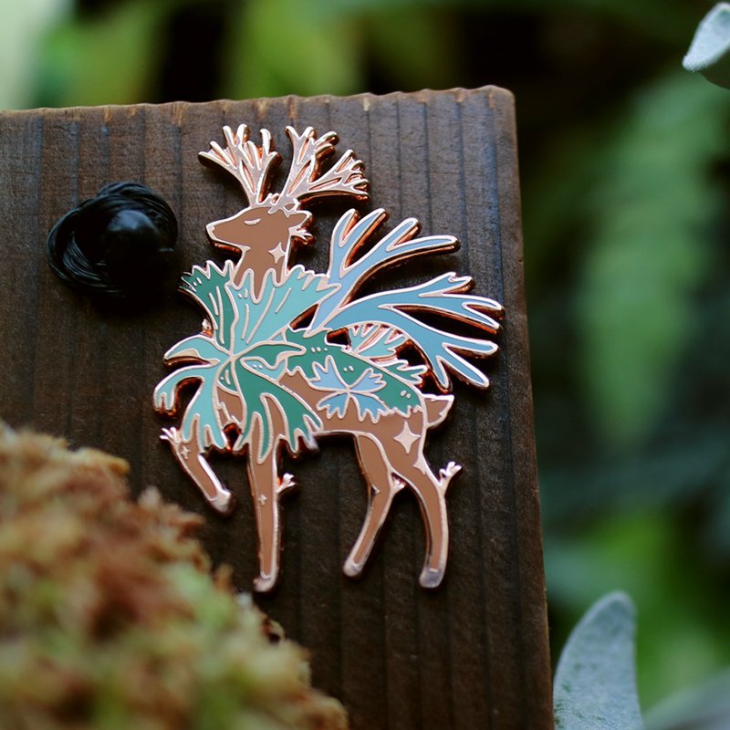 Bizarre Plant Animals - Platycerium Deer  Pin - Plant Mythical Creatures - เข็มกลัด/พิน - โลหะ สีเขียว