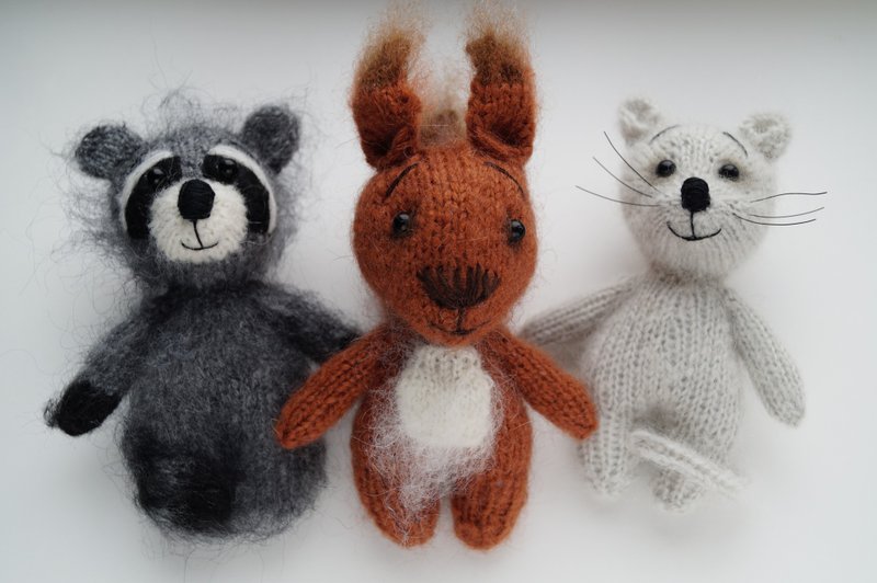 Three toys pattern!!! Set of three. Raccoon, Mouse and Squrrel knitting pattern. - 編織/刺繡/羊毛氈/縫紉 - 其他材質 