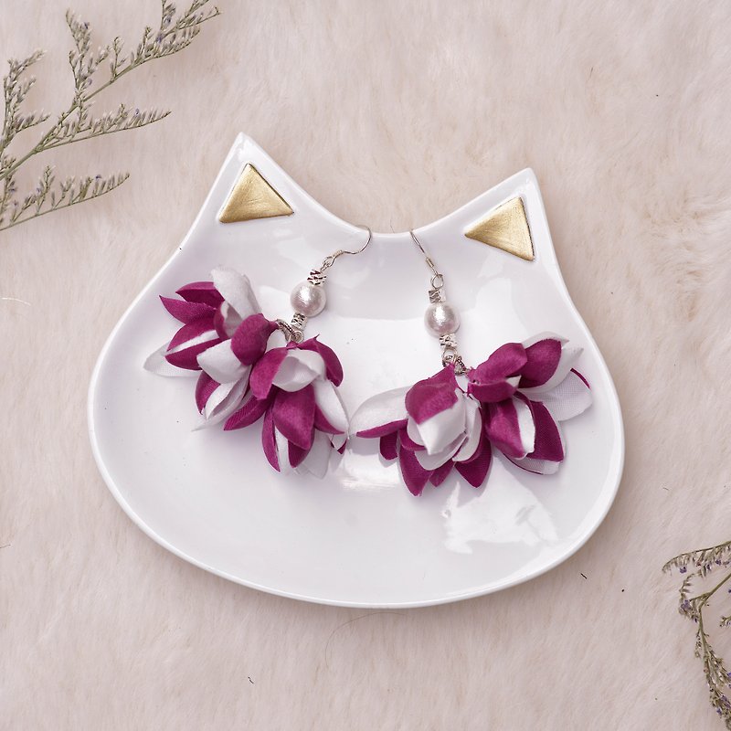 Daphne  | Cyberpunk Style Fabric Flower Earrings - Earrings & Clip-ons - Other Materials Purple