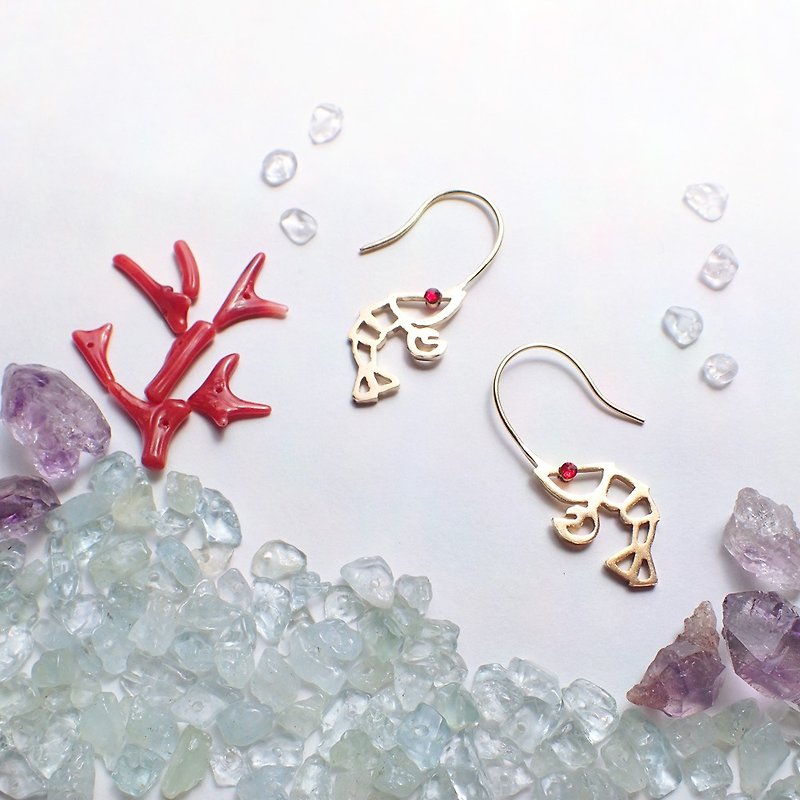 Lobster Earrings - Earrings & Clip-ons - Other Metals Red