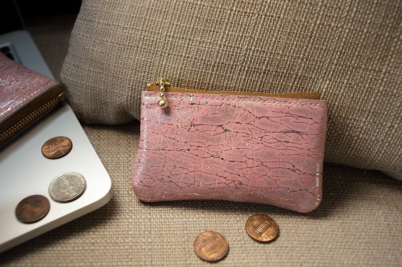 純粋な手作りのピンクのカーネーションミイラ財布キーケース（小） - 小銭入れ - 革 ピンク