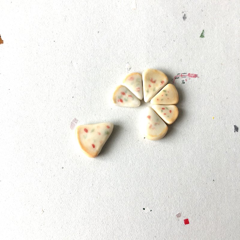 Ceramic Earring - Pizza / Food / Party - Earrings & Clip-ons - Porcelain Multicolor