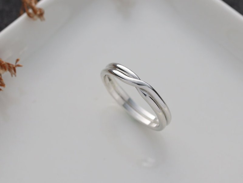 ni.kou sterling silver cross line ring single ring male ring female ring tail ring (thick version) - General Rings - Other Metals 