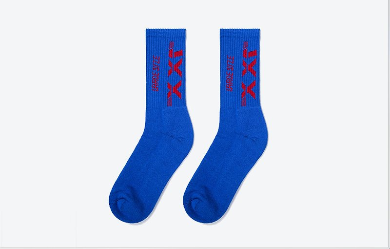 提花運動中筒襪 - 襪子 - 棉．麻 藍色