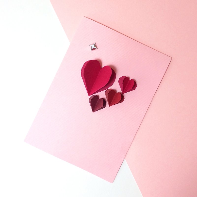 3D Origami Diamond Heart Valentine's Day Card - การ์ด/โปสการ์ด - กระดาษ สึชมพู