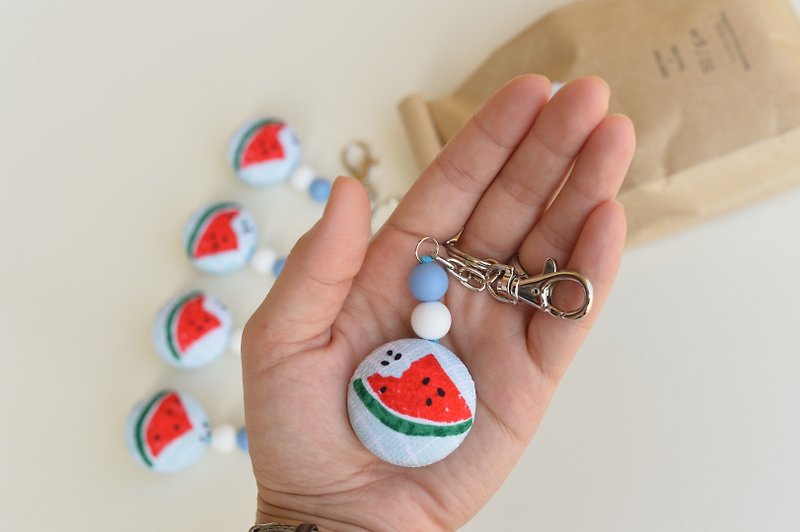 Slice watermelon key ring #消暑一下#Cool cloth - Keychains - Other Man-Made Fibers Multicolor