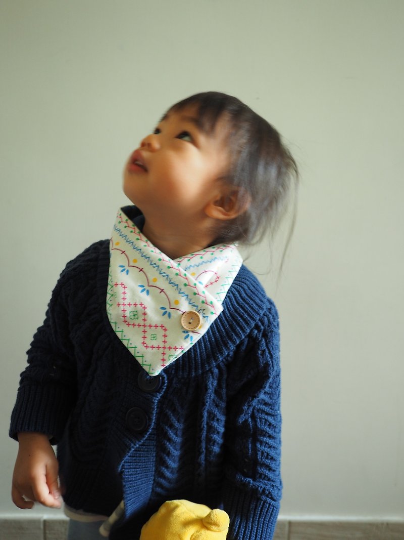温かみのあるスカーフ手縫いカラースカーフパウダーブルーカラーパターン - 親子お揃いウェア - コットン・麻 ピンク