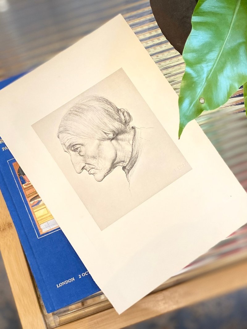 英國藝術家Frank Dicksee - 1889婦人肖像 - 蝕刻版畫 - Etching - 海報/掛畫/掛布 - 紙 白色