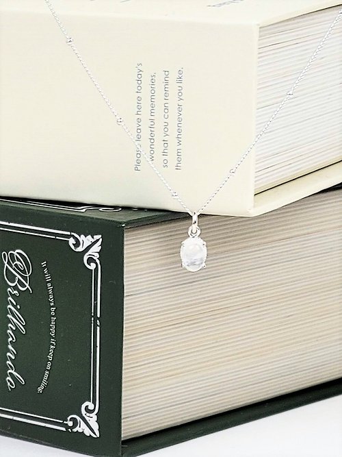 A.pearl 水晶純銀輕珠寶 月光石項鍊/簡約純銀/純銀輕珠寶