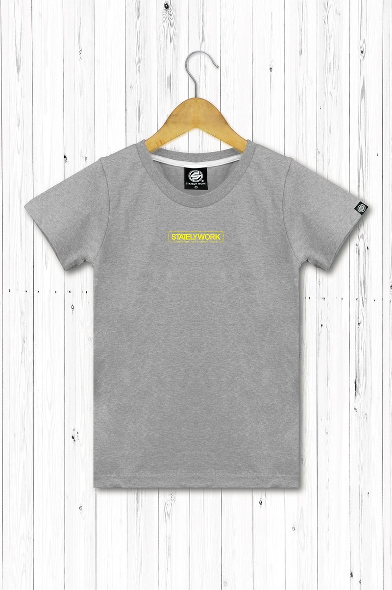 statelywork small LOGOT-female gray T-shirt - เสื้อยืดผู้หญิง - ผ้าฝ้าย/ผ้าลินิน สีเทา