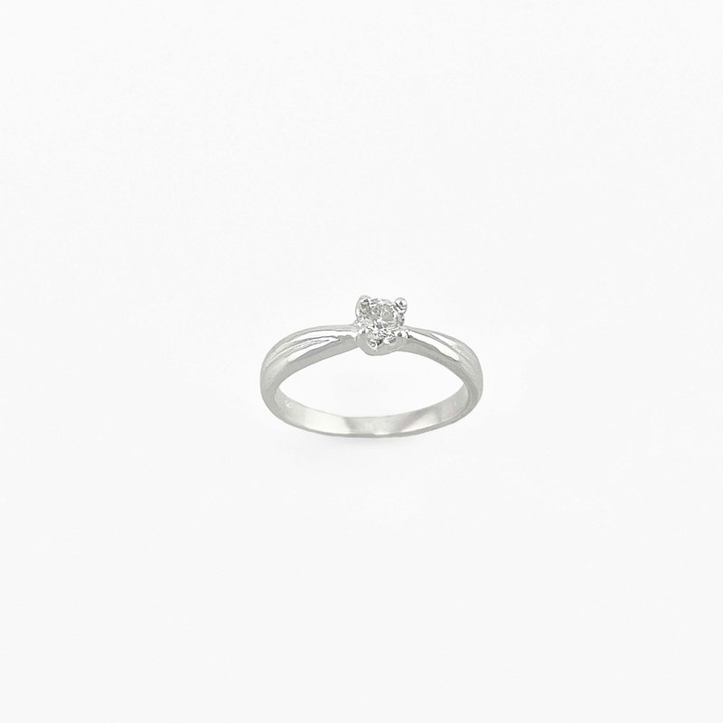 Stone- Single zirconium sterling silver ring intertwined - General Rings - Other Metals Silver