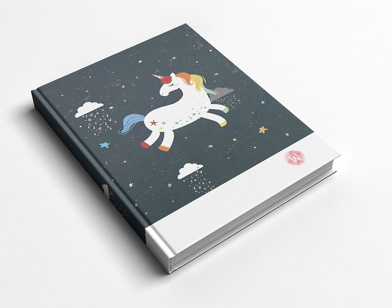 Unicorn in the night notebook/handbook/diary-Rococo strawberry WELKIN gift - Notebooks & Journals - Paper Transparent