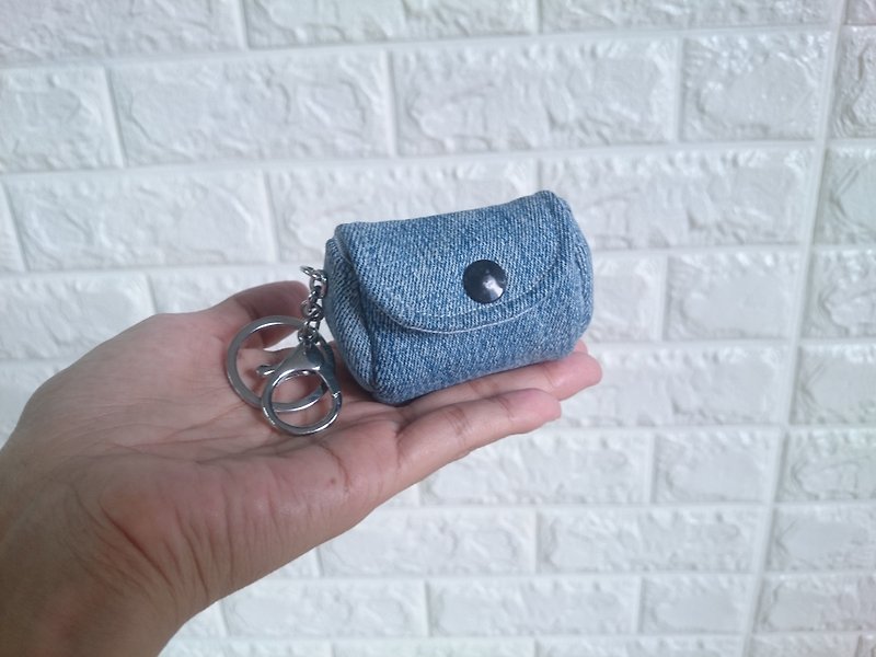 Denim small ornaments purse key ring strap*SK* - ที่ห้อยกุญแจ - ผ้าฝ้าย/ผ้าลินิน สีน้ำเงิน