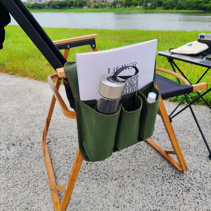 Outdoor camping chair armrest canvas side hanging bag storage hanging bag storage storage bag - ชุดเดินป่า - ผ้าฝ้าย/ผ้าลินิน สีเขียว