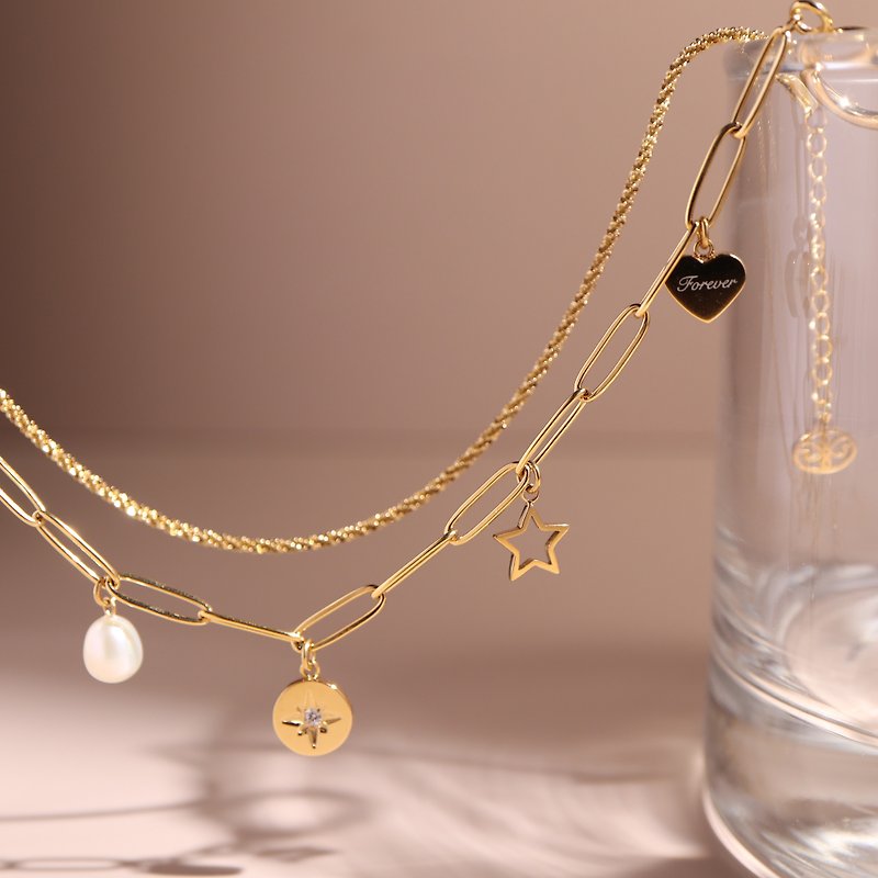 【Designer GLEAM Series】Lucky charm. charm bracelet - Bracelets - Stainless Steel Gold