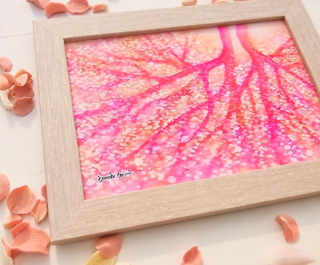 卸売り 和紙の絵写真 60x40cm アートパネル 花 春 ピンク しだれ桜の花