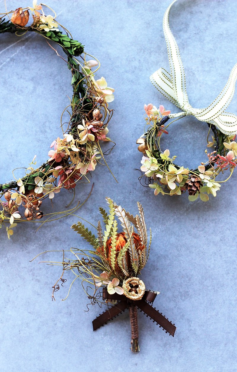 Mountain elf floral three [group] Corolla / wrist flower / corsage - อื่นๆ - พืช/ดอกไม้ สีเขียว