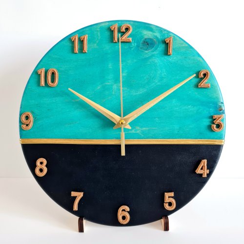 Artdilia Art wall clock with gold metal line 25 cm, Unique wall clock, Handpainted clock