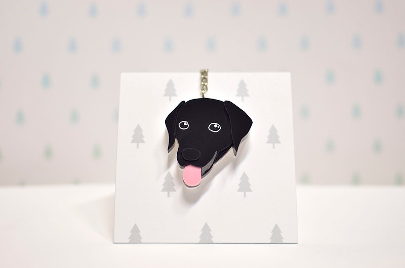 拉布拉多犬(黑)-鑰匙圈壓克力 - 鑰匙圈/鑰匙包 - 壓克力 黑色