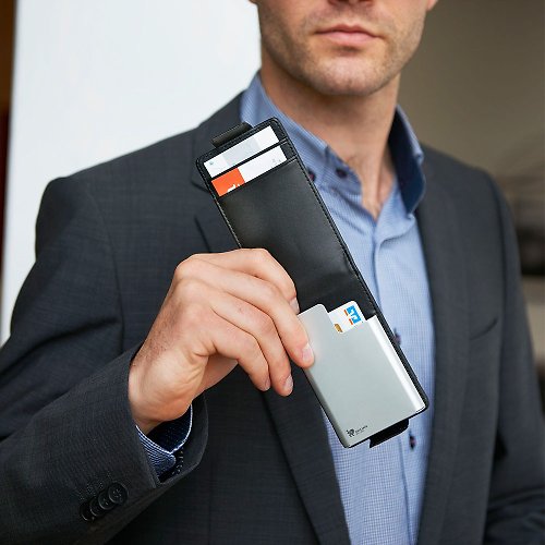TROIKA 【客製化名片夾】客製化雷射刻印優雅鋁合金RFID 屏障防盜卡夾
