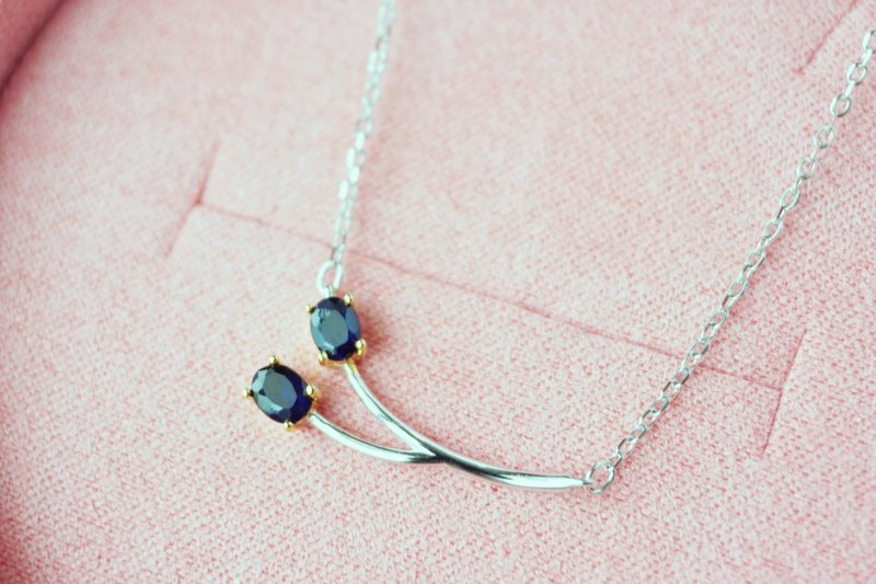 Natural Blue Sapphire Necklace Silver925. - 項鍊 - 純銀 藍色
