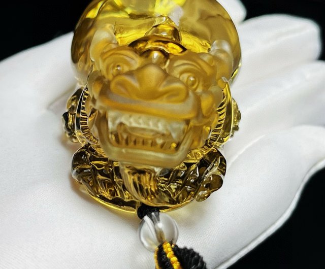 天然黃水晶貔貅吊墜掛件雕工精緻嘴巴都是雕刻張開的貔貅VASSAN瓦薩水晶