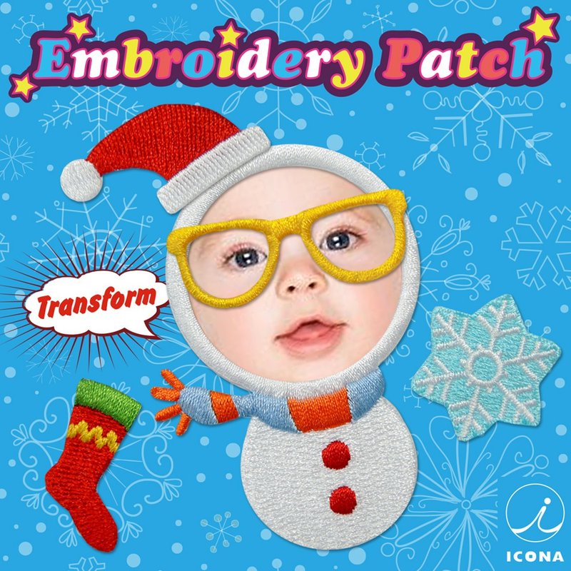 【變身繡布貼系列】聖誕雪人款 - 貼紙 - 繡線 