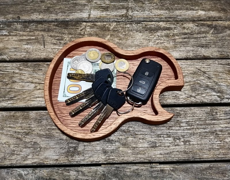 Guitar Pick Holder, Wooden Valet Tray, Guitar Pick Case, Catch All Tray - อุปกรณ์กีตาร์ - ไม้ สีแดง