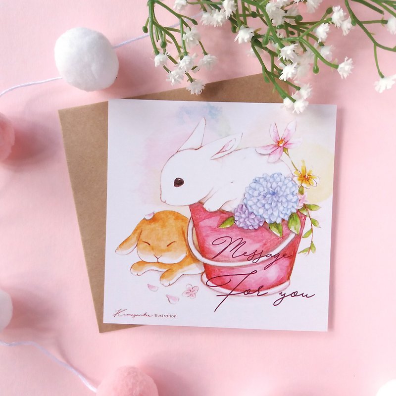 bunny greeting card - การ์ด/โปสการ์ด - กระดาษ สึชมพู