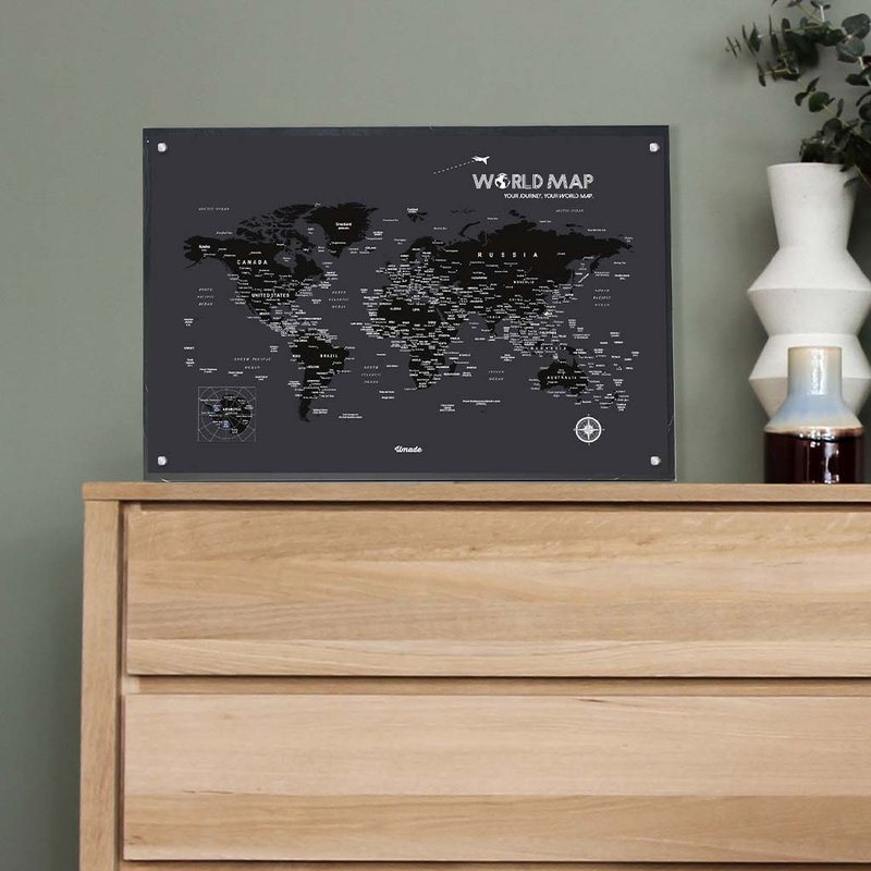 World Map-Customized Magnetic Series Posters-Dark Night (Customized Gift)-IKEA Message Board Style - Posters - Paper Black