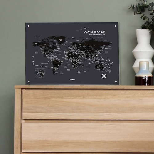Umade 世界地圖-訂製磁吸系列海報-夜幕黑(客製化禮物)-IKEA留言板款