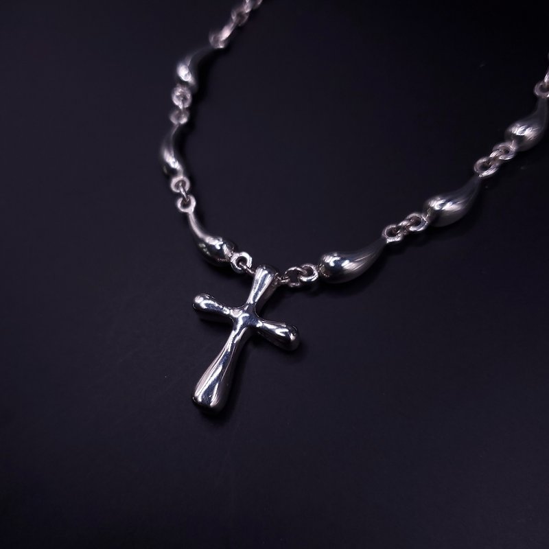 My Faith is Attitude / Rounded Cross - Necklaces - Sterling Silver Silver