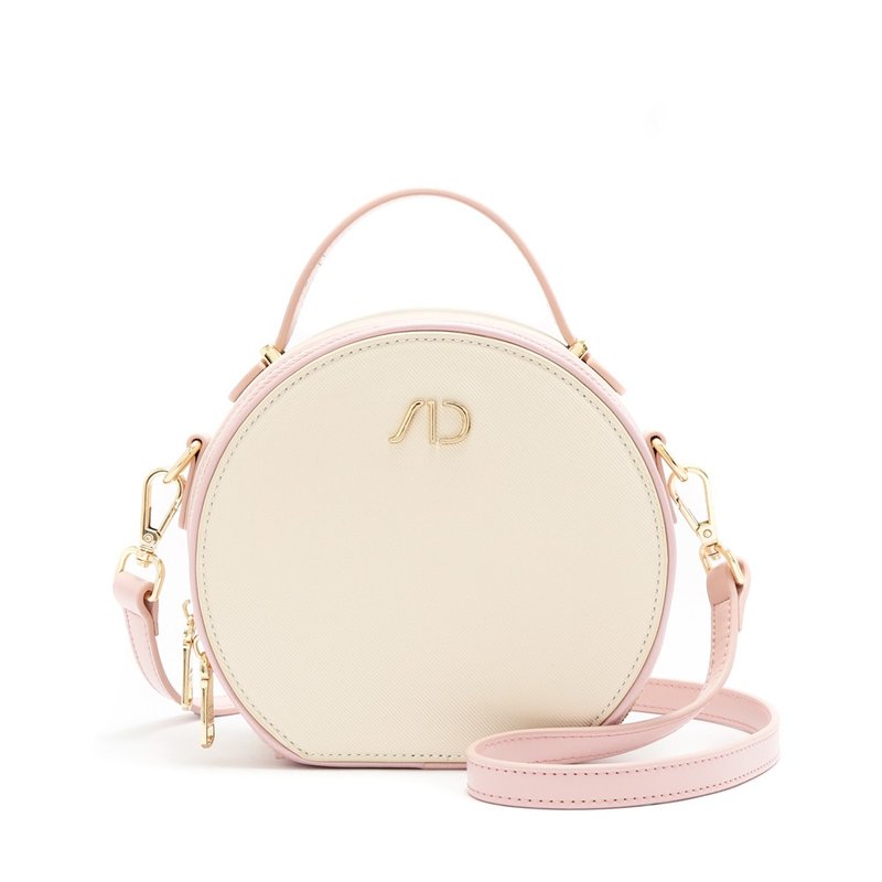 ANNA DOLLY French Piping Patchwork Colorblock Round Bag - Pink - กระเป๋าแมสเซนเจอร์ - วัสดุอื่นๆ สึชมพู