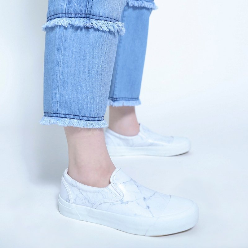 【Classic Original】Mind Heartland Marble Lazy Shoes_CLS000 - Women's Casual Shoes - Genuine Leather White