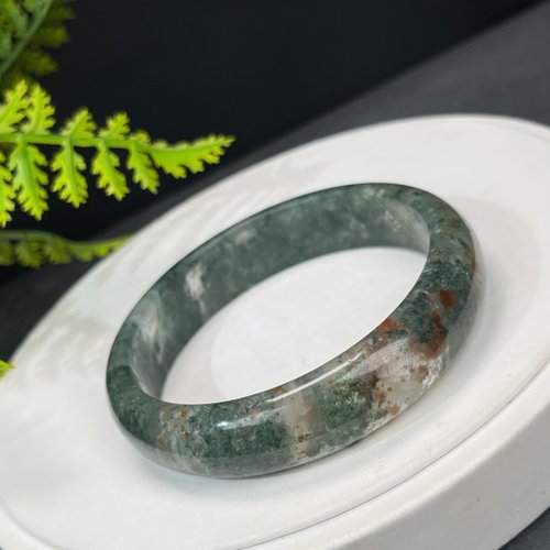 WANZAMGOK 精品 紅綠幻影幽靈水晶手鐲 63MM 冰透異象石英手環 連線靈性指引