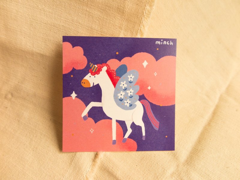 Fantasy Unicorn Square Postcard - Cards & Postcards - Paper Purple