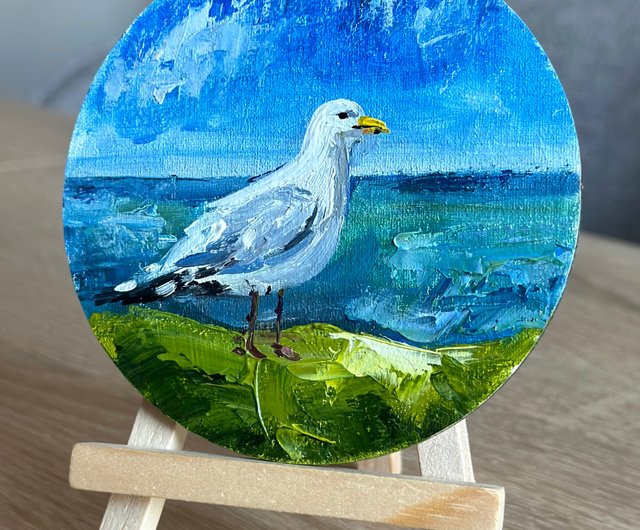 油絵 油彩 油彩画 絵 絵画 円形【丸い海】 油絵 油彩 油彩画 絵 絵画 円形【ネモフィラの丘】 - メルカリ