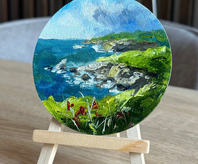 油絵 油彩 油彩画 絵 絵画 円形【丸い海】 油絵 油彩 油彩画 絵画 絵 円形【丸い海】 | HIROSHI1990