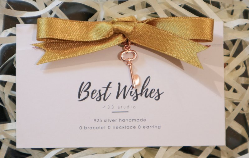 925 SILVER 鎖匙- 玫瑰金-頸鏈 - 項鍊 - 純銀 粉紅色