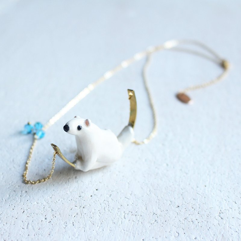 Polar Bear handmade necklace - 18K gold-gilding necklace - สร้อยคอ - ดินเผา ขาว