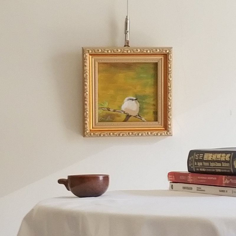 春天的小鳥  原木金色框  原創手繪油畫  獨一無二 - 壁貼/牆壁裝飾 - 棉．麻 
