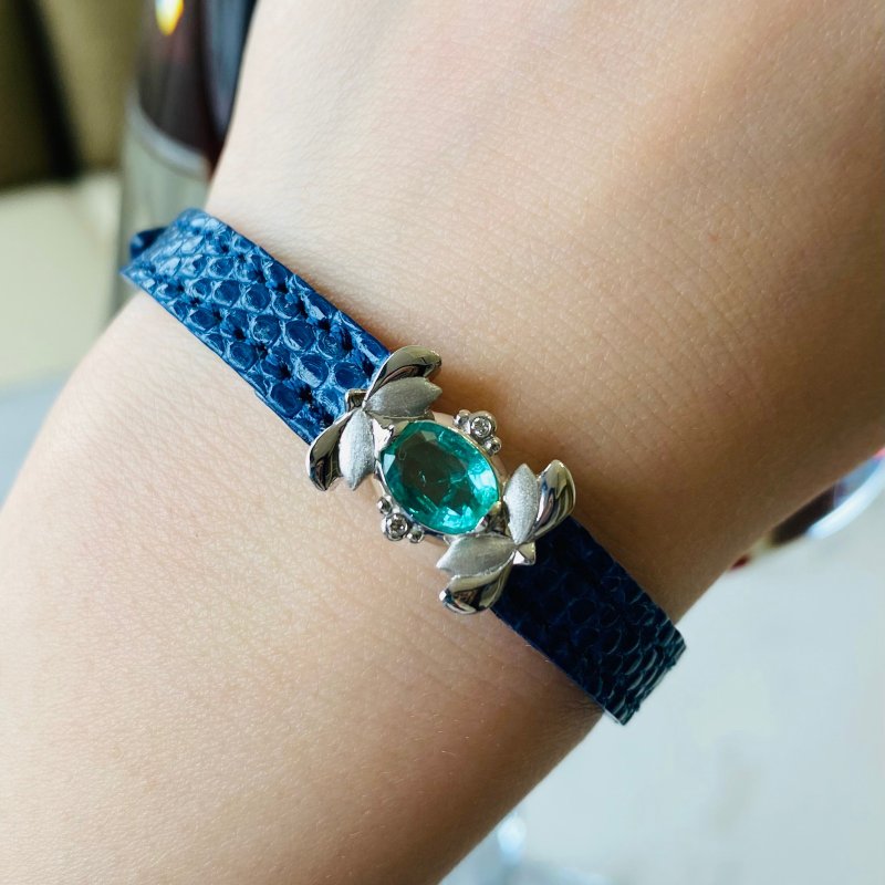 M-Leather SUIREN Emerald - Bracelets - Gemstone Blue