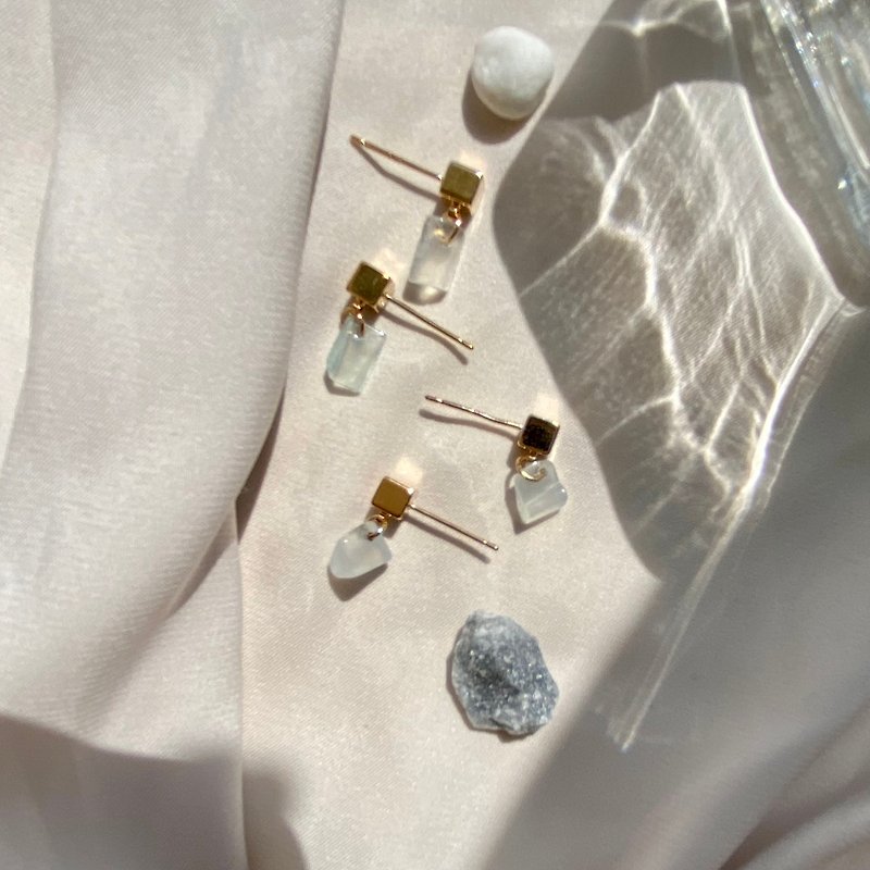 The second part of the Condensation series. white jadeite earrings Silver jade jewelry earring