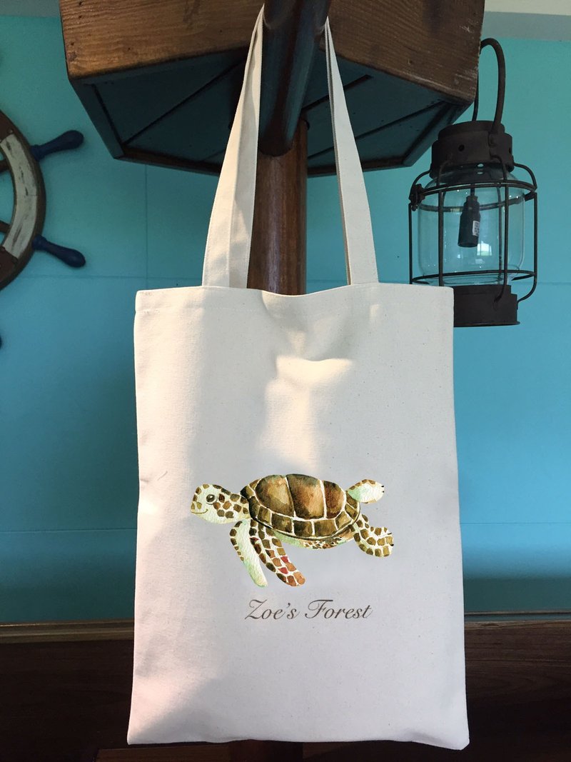 Forest sea animals canvas bag turtles - Handbags & Totes - Cotton & Hemp 