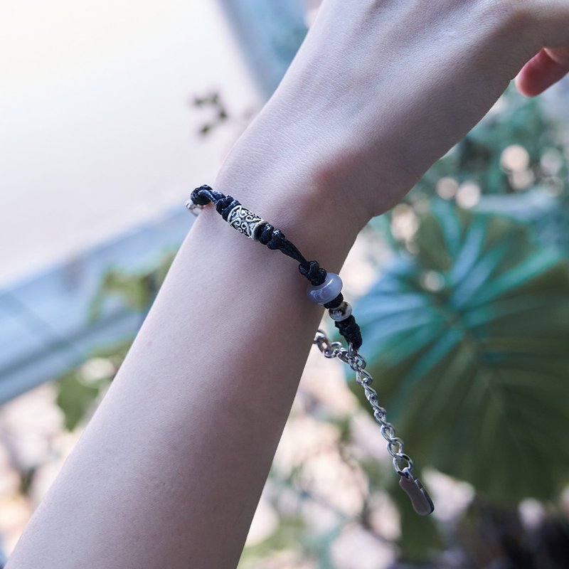 Rope chain stone bracelet - 手鍊/手環 - 繡線 銀色