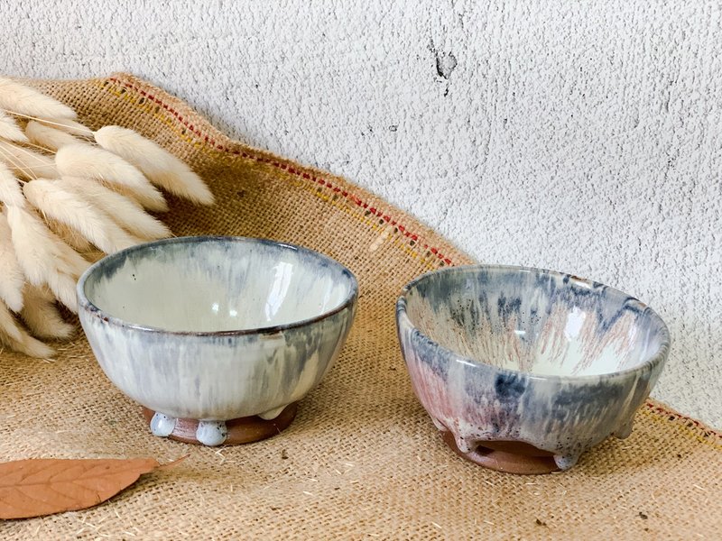 雙色茶碗一對 - 茶壺/茶杯/茶具 - 陶 多色