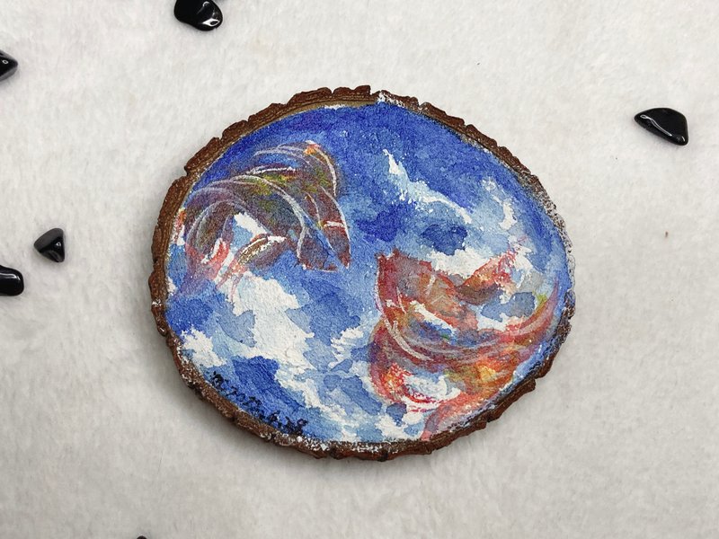 [Wood painting] Reflection at the bottom of the pool-decoration/art - ของวางตกแต่ง - ไม้ สีกากี