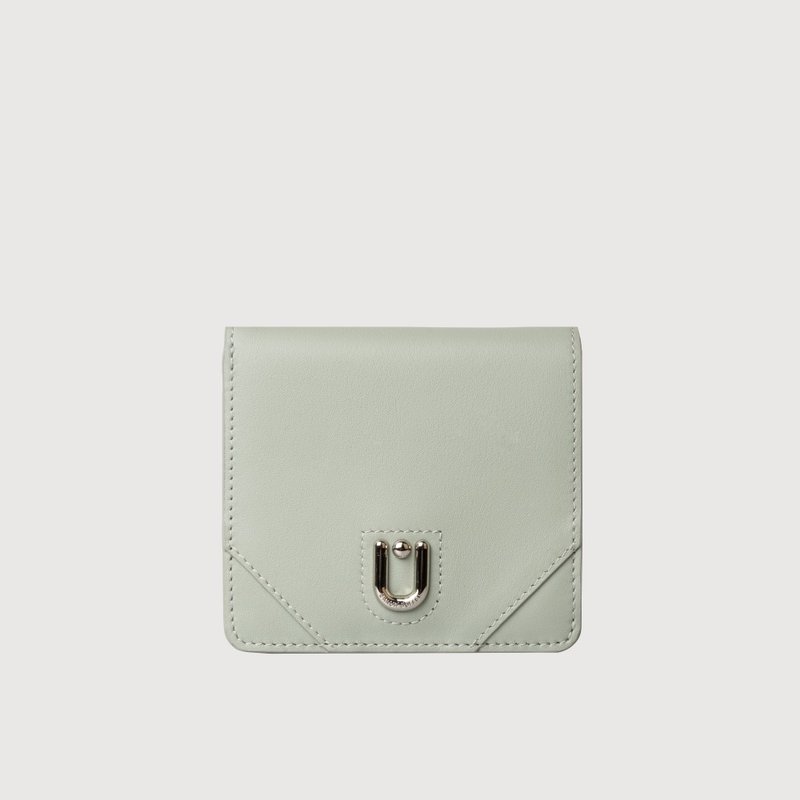 [Free upgrade gift packaging] Alia 7-card two-fold short clip-mint green/BF843-403-FM - Wallets - Genuine Leather Green