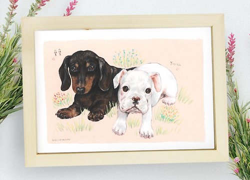馬鈴薯城堡插畫室 客製可愛手繪寵物畫像 | A4 | 貓狗 | 粉彩畫 | 毛寶貝紀念 |