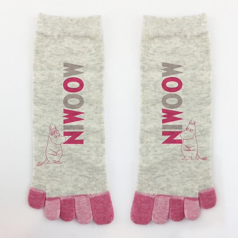Moomin 噜噜米 authorized - five toe socks (hemp gray), AE02 - Socks - Cotton & Hemp Red